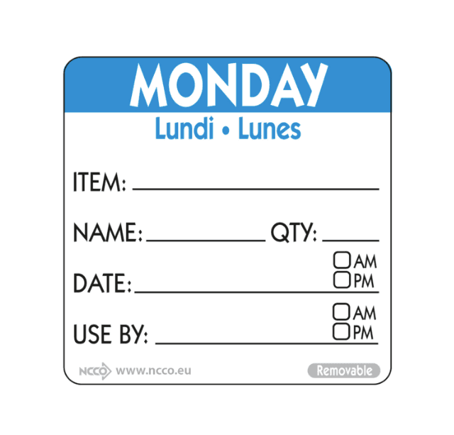 A small picture of Monday Square Food Labels 50mm