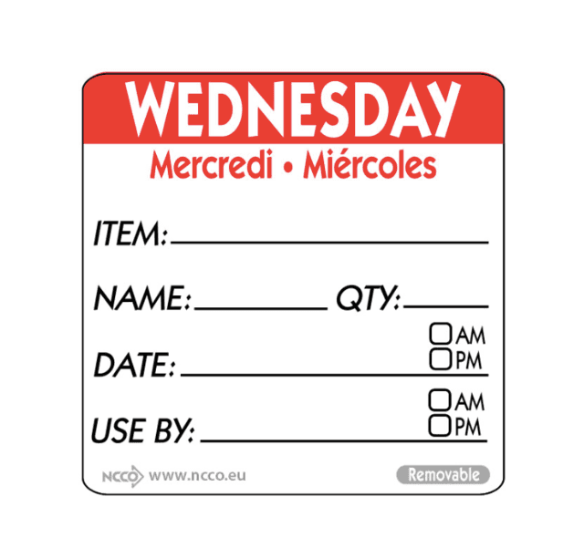 A small picture of Weds Square Food Labels 50mm Wednesday Food Labels