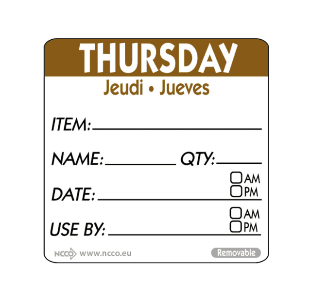 A small picture of Thurs Square Food Labels 50mm Thursday Food Labels