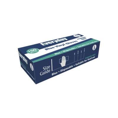 A small picture of Blue Vinyl PF Glove L Everyday Large Powderfree