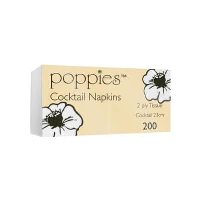 A small picture of White Cocktail Napkins Poppies 2ply