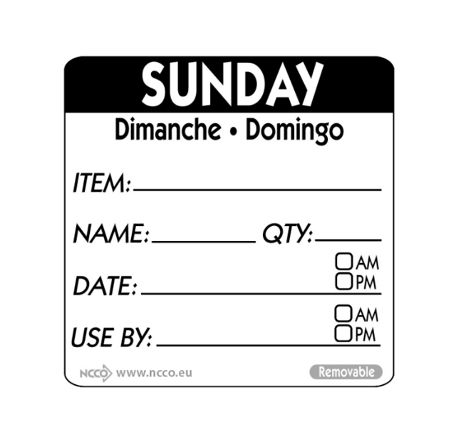 A picture of Sunday Square Food Labels 50mm Sunday Square Food Labels