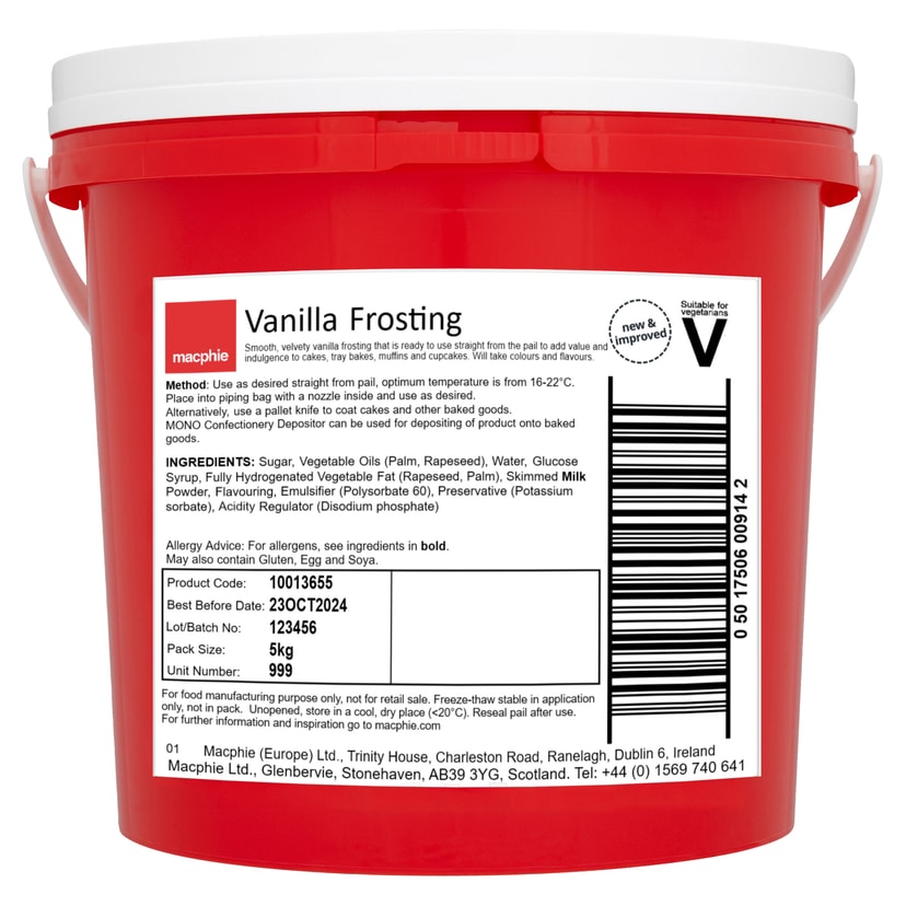 A picture of Macphie Vanilla Frosting - 5kg