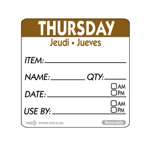 A picture of Thurs Square Food Labels 50mm Thursday Food Labels
