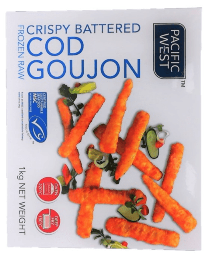 A picture of Pacific West Cod Goujons Crispy Battered Cod Goujons