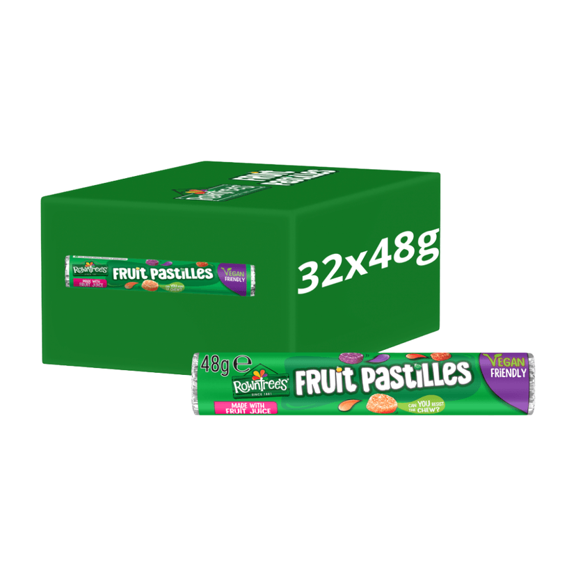 A picture of Rowntree's Fruit Pastilles Vegan Friendly Sweets Tube 32x50g