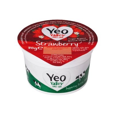 A picture of Yeo Valley Whole Milk Strawberry Yoghurt 80g
